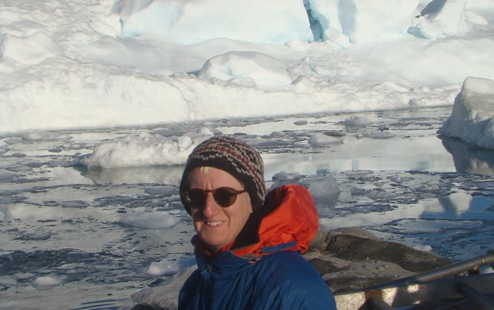 Professor Murray carrying out field work at Sermilik Fjord, South East Greenland. Picture: Damien Mansell.